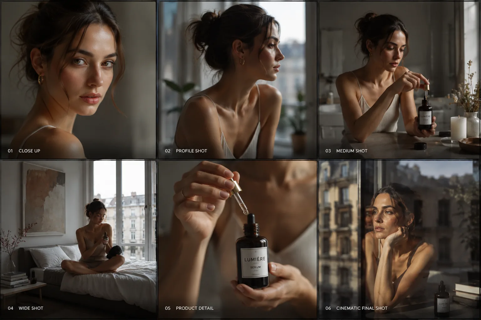 AI video storyboard s konzistentní postavou a produktem v různých záběrech